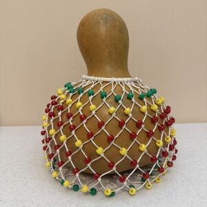 Natural African Gourd Hand Shekere Beaded Musical  Instrument (Medium )
